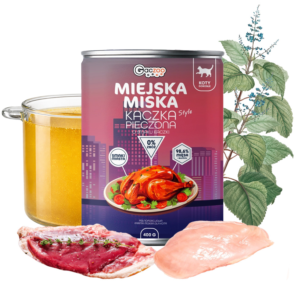 Gaczoo Miejska Miska karma mokra dla kota Kaczka pieczona Style 400g